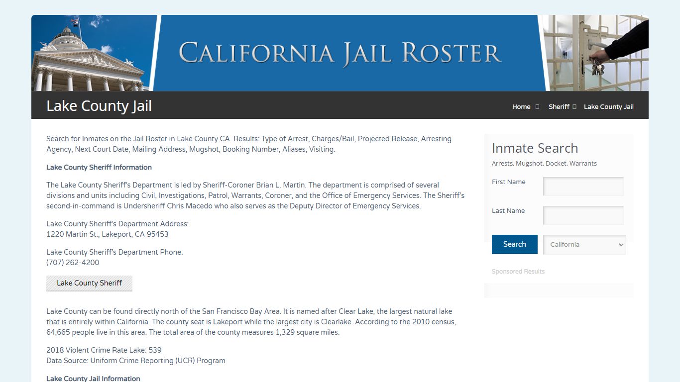 Lake County Jail | Jail Roster Search